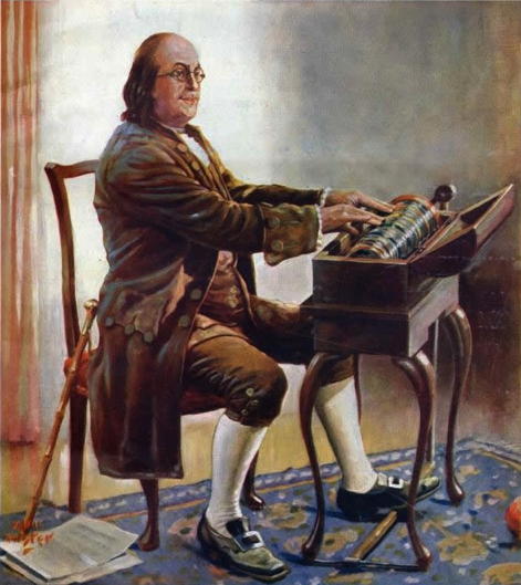 Ben Franklin on the
                              Armonica